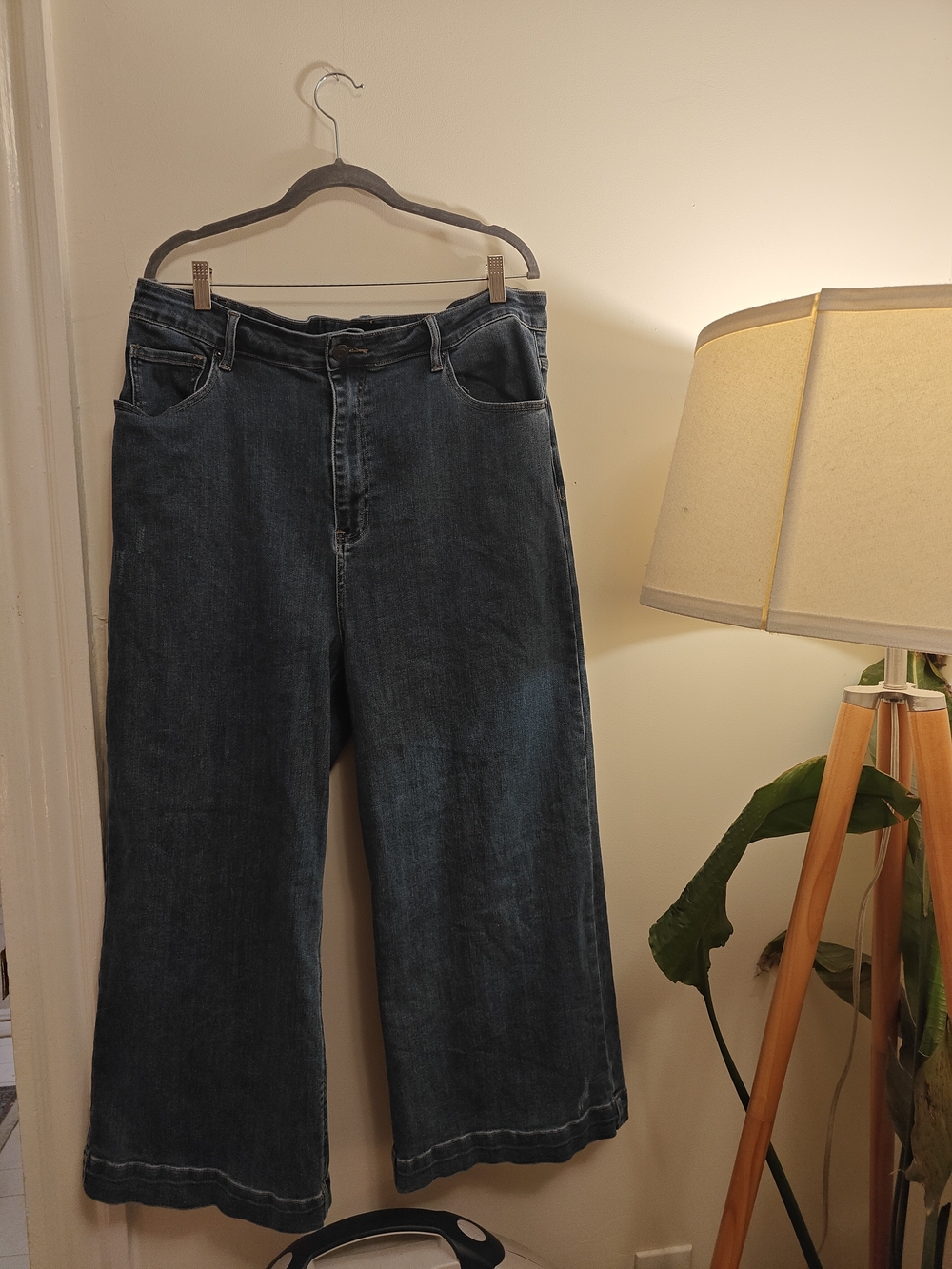 Women's Risen Brand High Rise Wide Leg Medium Dark Wash Jeans